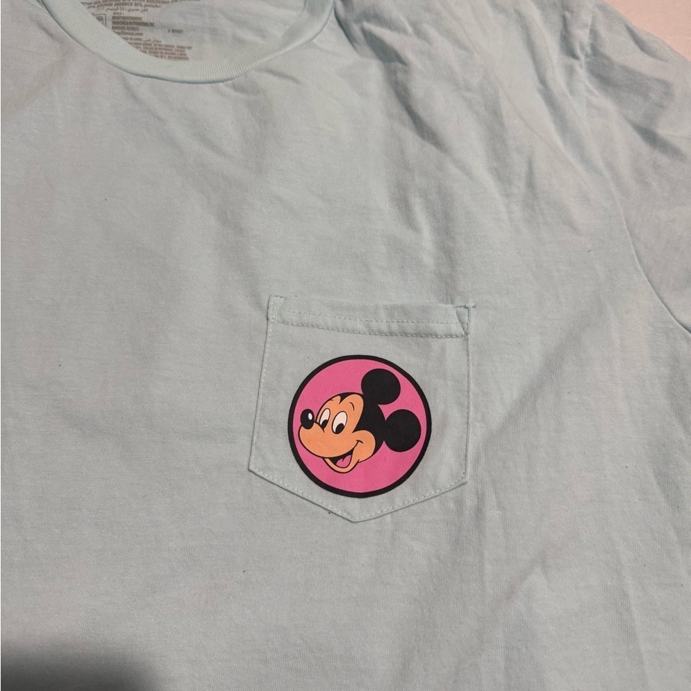 Disney Mickey Mouse Character Tee, Light Blue Pocket T-Shirt, XXL‎ #1005 - Picture 4 of 7